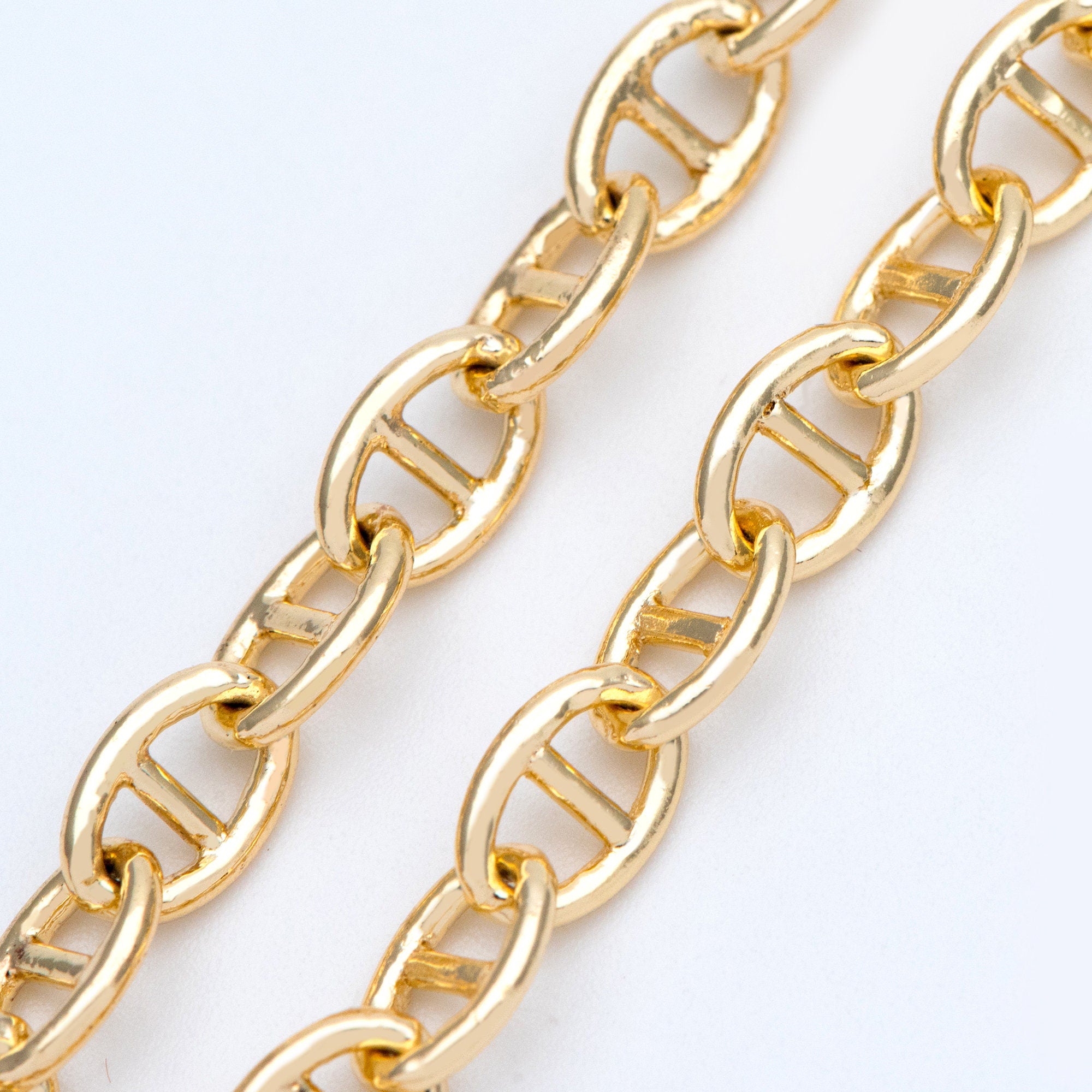Gold plated Brass Mariner Anchor Link Chain 4.8/ 5.2mm, Chain Findings Wholesale (#LK-334)/ 1 Meter=3.3 ft